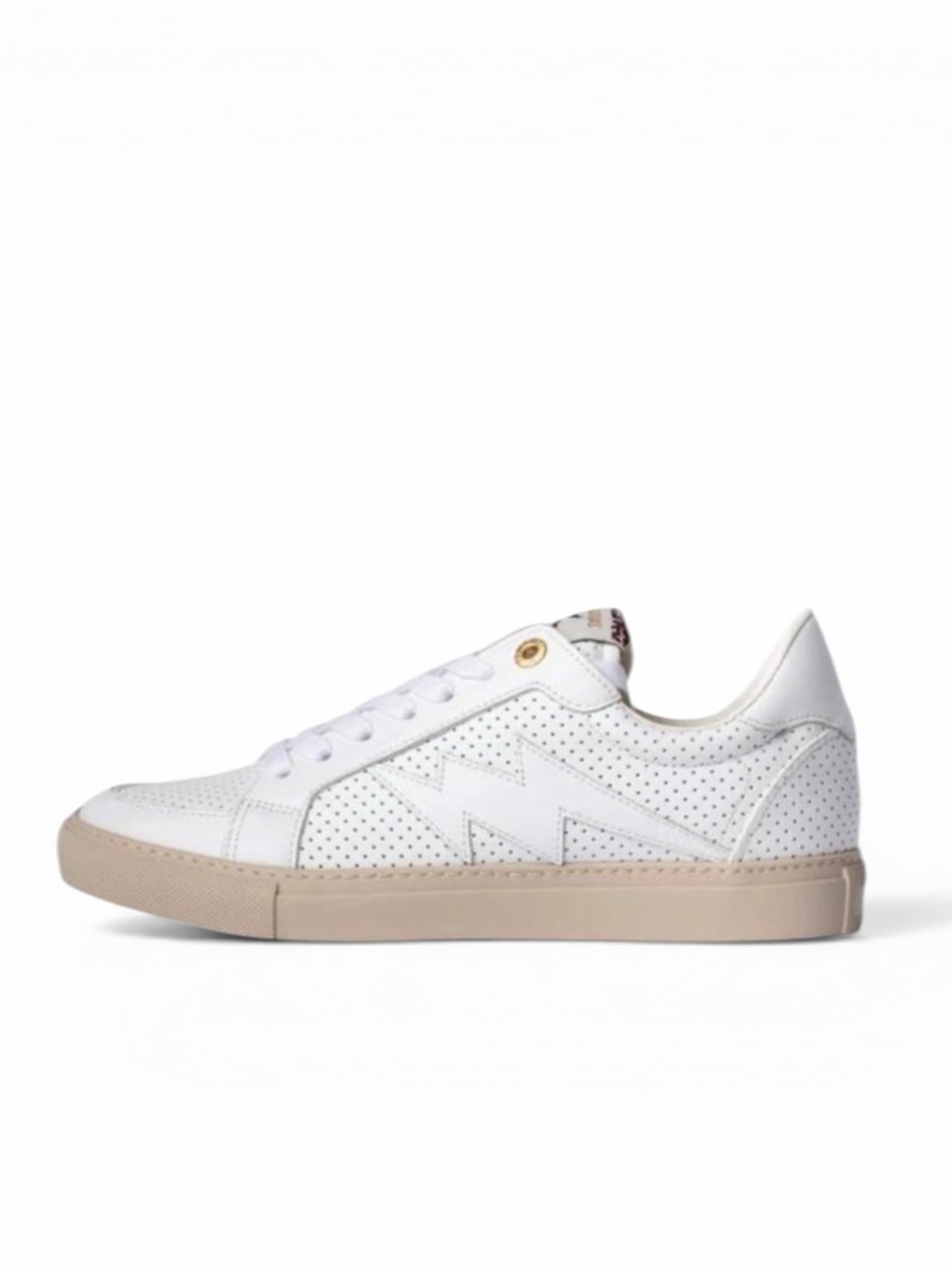 ZADIG & VOLTAIRE blanc sneaker in white/ tan soles size 38/ US 8 - Picture 11 of 11